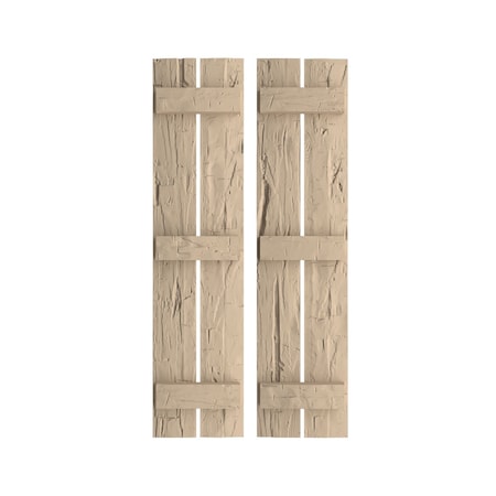 Rustic Two Board Spaced Board-n-Batten Hand Hewn Faux Wood Shutters, 11 1/2W X 76H